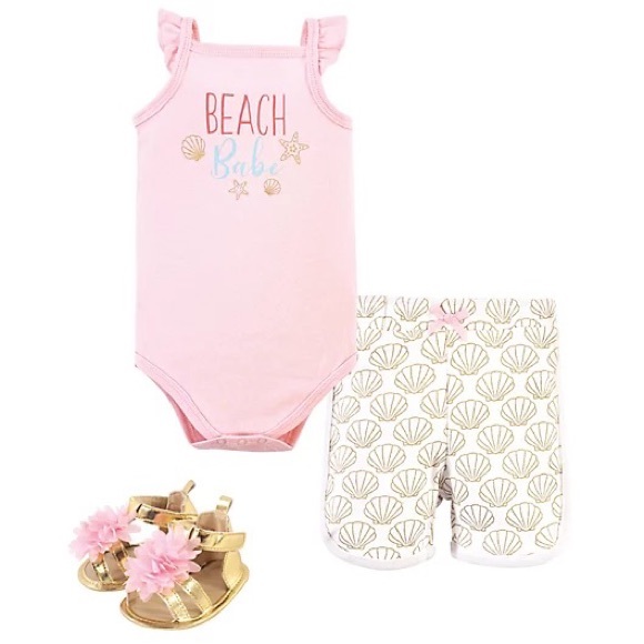 Girls Little Treasure Beach Short Set with Sandals 9-12 months Beach Babe - Picture 8 of 8